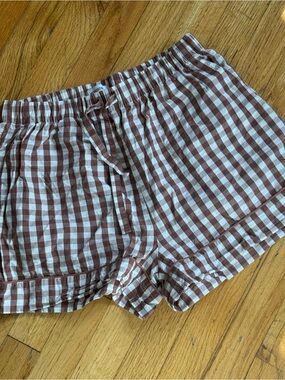 Nordstrom Brown and White Gingham Lounge Shorts